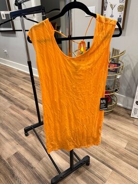 Express Bright Orange Sleeveless Scoop Neck Dress